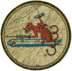 Marine Bombing Squadron 433 (VMB-433)
Established as Marine Bombing Squadron 433 (VMB-433) "Fork-Tailed Devils" on 15 Sep 1943. Disestablished on 30 Nov 1945.

Insignia approved HQMC in 1943. US made, decal on leather.

North American PBJ-1 Mitchell, 1943-1945

