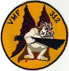 Marine Fighter Squadron 312 (VMF-312)
Established as Marine Fighter Squadron 121 (VMF-121) on 1 Jun 1943. Redesignated as Marine Fighter Attack Squadron 312 (VMFA-312) in Feb 1966-.

WW-II. Participated Battle of Okinawa as part of Marine Aircraft Group 33 (MAG-33); Sep 1945-Feb 1946 in the occupation force stationed on Okinawa.

Squadron accounted for 59.5 air combat kills in the Pacific Theater.

Vought F4U-1A/D Corsairs, 1943-1945

WW-II era, US embroidered on twill
