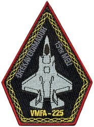 Marine Fighter Attack Squadron 225 (VMFA-225) 15th Marine Expeditionary Unit F-35
Activated as Marine Fighting Squadron 225 (VF-225) on 1 Jan 1943. Redesignated Marine Attack Squadron 225 (VMA-225) on 1 Dec 1953; Marine Attack (All Weather) Squadron 225 (VMA(AW)-225) on 1 Apr 1966. Deactivated on 15 Jun 1972. Reestablished as Marine Fighter Attack (All Weather) Squadron 225 (VMFA(AW)-225) on 1 Jul 1991. Redesignated Marine Fighter Attack Squadron 225 (VMFA-225) on 29 Jan 2012-.
