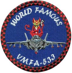 Marine Fighter Attack Squadron 533 (VMFA-533) F-35
Marine Night Fighter Squadron 533 (VMF(N)-533) established on 1 Oct 1943. Redesignated Marine Fighter Squadron 533 (VMF-533) in May 1953; Marine Attack Squadron( VMA-533) in 1959; Marine All Weather Attack Squadron 533 (VMA(AW)-533) in Dec 1965; Marine All Weather Strike Fighter Squadron 533 (VMFA(AW)-533) in Sep 1992; Marine Strike Fighter Squadron 533 (VMFA-533) on 28 Sep 2023-.
