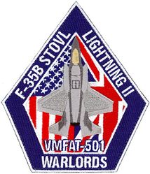 Marine Fighter Attack Training Squadron 501 (VMFAT-501) F-35B
Established as Marine Fighting Squadron 451 (VMF-451) on 15 Feb 1944. Deactivated on 10 Sep 1945. Reactivated in the reserves on 1 Jul 1946. Redesignated Marine Fighter Squadron (All Weather) 451 (VMF(AW)-451) on 1 Jul 1961; Marine Fighter Attack Squadron 451 on 1 Feb 1968. Deactivated on 31 Jan 1997. Redesignated Marine Fighter Attack Training Squadron 501 (VMFAT-501) on 1 Apr 2010-.

Lockheed F-35B Lightning II

