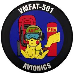Marine Fighter Attack Training Squadron 501 (VMFAT-501) Avionics
Established as Marine Fighting Squadron 451 (VMF-451) on 15 Feb 1944. Deactivated on 10 Sep 1945. Reactivated in the reserves on 1 Jul 1946. Redesignated Marine Fighter Squadron (All Weather) 451 (VMF(AW)-451) on 1 Jul 1961; Marine Fighter Attack Squadron 451 on 1 Feb 1968. Deactivated on 31 Jan 1997. Redesignated Marine Fighter Attack Training Squadron 501 (VMFAT-501) on 1 Apr 2010-.
Keywords: PVC