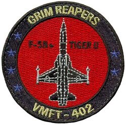 Established as Marine Fighter Training Squadron 402 (VMFT-402) F-5 Morale
Established as Marine Fighter Training Squadron 402 (VMFT-402) "Grim Reapers" on 30 May 2024-.

Northrop F-5N Tiger II

