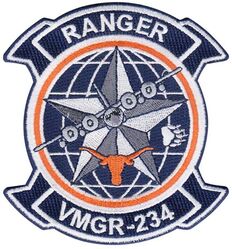 Marine Aerial Refueler Transport Squadron 234 (VMGR-234)
Established as Marine Scout Bomber Squadron 234 (VMSB-234) on 1 May 1942. Redesignated Marine Torpedo Bombing Squadron 234 (VMTB-234) on 14 Oct 1944. Deactivated on 20 Mar 1946. Reactivated as Marine Fighter Squadron 234 (VMF-234) on 1 Jul 1947. Redesignated Marine Attack Squadron 234 (VMA-234) in Feb 1955; Marine Transport Squadron 234 (VMR-234) on 1 Jan 1962; Marine Aerial Refueler Transport Squadron 234 (VMGR-234), on 23 Oct 1983-.

Lockheed Martin KC-130J Hercules

