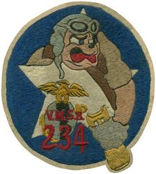 Marine Scout Bombing Squadron 234 (VMSB-234)
Established as Marine Scout Bombing Squadron 234 (VMSB-234) on 1 May 1942. Redesignated Marine Torpedo Bombing Squadron 234 (VMTB-234) on 14 Oct 1944. Disestablished on 20 Mar 1946. 

Insignia approved by HQMC in 1943. Australian made.

Aircraft.
Douglas SBD-5 Dauntless, 1942-1944
Grumman TBM-3 Avenger, 1944-1946

