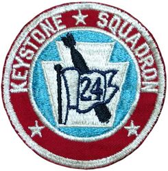 Torpedo Squadron 24 (VT-24) 
Established as Torpedo Squadron TWENTY FOUR (VT-24) on 31 Dec 1942 Disestablished on 25 Sep 1945. 

Grumman TBM-1 Avenger, 1942-1945

Insignia USA made, schiffli embroidery on twill.

