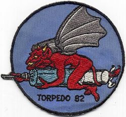 Torpedo Squadron 82 (VT-82)
Established as Torpedo Squadron EIGHTY TWO (VT-82) on 1 Apr 1944. Redesignated Attack Squadron EIGHTEEN A (VA-18A) on 15 Nov 1946. Redesignated Attack Squadron ONE HUNDRED SEVENTY FIVE (VA-175) on 11 Aug 1948. Disestablished on 15 March 1958.

Insignia approved on 4 Dec 1945.

