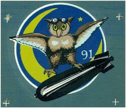 Night Torpedo Bombing Squadron 91 (VT(N)-91)
Established as Night Torpedo Bombing Squadron NINETY ONE (VT(N)-91) "The Intruders"  on 5 Oct 1944. Disestablished on 21 Jun 1946.

Insignia approval date unknown. US made, silkscreen on canvas

Deployments. 
8 Jun 1945-15 Aug 1945, CV-31 USS Bon Homme Richard, CVG(N)-91, Grumman TBM-3D Avenger, WestPac

