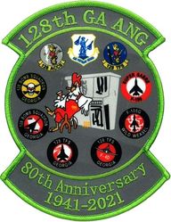 128th Airborne Command and Control Squadron 80th Anniversary Gaggle
Printed with embroidered borders.
