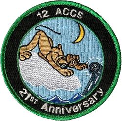 12th Airborne Command and Control Squadron 21st Anniversary
Design is from the WW 2 2d Antisubmarine Squadron [Heavy], which is where the 12 gets its lineage from.
