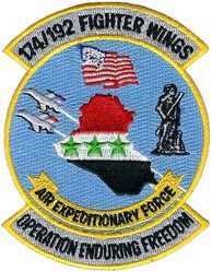 174th Fighter Wing and 192d Fighter Wing Operation ENDURING FREEDOM 2003
Wings were also involved in Operation IRAQI FREEDOM, hence why Iraq is also on the patch.
