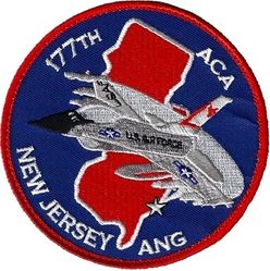 177th Fighter Wing F-16  Aerospace Control Alert 
Design copied from old F-106 sticker, hence the markings used on the F-16.
