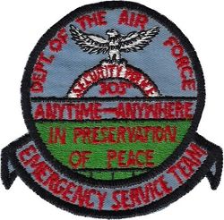 305th Security Police Squadron Emergency Service Team
U.S. Air Force Emergency Service Teams (EST) are special elements of USAF Security Police Squadrons units that are capable of dealing with specialized threats at USAF installations. 
