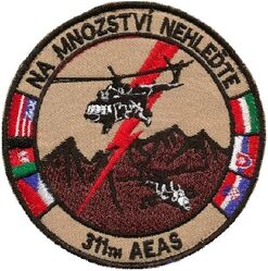 311th Air Expeditionary Advisory Squadron Morale 
311th Air Expeditionary Advisory Squadron Czech Air Force; this was a Czech led and commanded joint American, Afghan, Croatian, Czech and Hungarian unit that advised Afghanistan on upkeep of Mi-17 and Mi-35 HIP. Afghan made.
Keywords: Desert