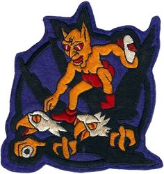 339th Fighter-All Weather Squadron 
Dark blue/purple background used to highlight the night time mission using the F-82. Circa 1950. On felt, Japan made.
