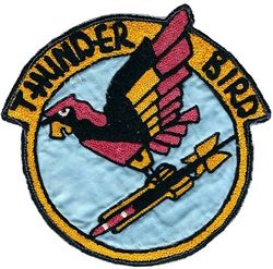3597th Flying Training Squadron (Fighter)
F-80 training unit. Chain stitched on satin, large chest sized patch.
