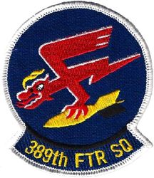 389th Fighter Squadron
The white-edged 389th patch is a Friday patch from the late F-16 era.  Some of the last Viper drivers wore it through 2007 before they gained the F-15Es.  It was worn with the standard F-16 swirl on the opposite shoulder.  Source of info Rod 'Brick' James (389th FS Commander from '19-'21).
