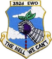 392d Training Squadron Morale
EWO= Emergency War Order.  The patch is from Vandenberg's now-defunct 392d Training Squadron, which at the time did both space training and missile training.  The unit was divided into two flights:  DOB (missiles) and DOC (space).  DOB was further divided into sections:  DOBA (academics, which taught the weapon system; DOBE (EWO, which conducted training on the receipt and processing of the Emergency War Orders); and DOBM (MPT, which trained the students in the Missile Procedures Trainer, i.e., the simulator of a Launch Control Center).
