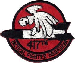 417th Tactical Fighter Squadron
Okinawan made during their SEA deployment in 1972. Oriented as made, not sure it done on purpose or a mistake.
