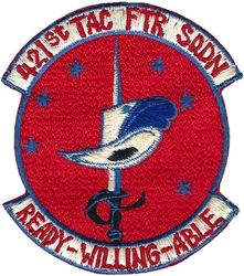 421st Tactical Fighter Squadron 
Darker blue, Japan made.
