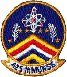 425th Munitions Support Squadron 
The 425th Munitions Maintenance Squadron was activated on 5 March 1964. Controlled the Genie nuclear rockets used on the CF-101 aircraft flown by the RCAF and the CIM-10B/99B Bomarc Surface to Air Missile. The majority of the squadron personnel were stationed in Canada at six detachments spread throughout the country. While the unit personnel were assigned to a respective RCAF Station, they actually worked with specific squadrons at each station. The squadron was redesignated as the 425th Munitions Support Squadron (425th MUNSS) on 1 January 1974.

