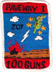 433d Tactical Fighter Squadron Paveway I Laser Guided Bomb Morale
In May 1968, the squadron began combat-testing the first laser-guided bombs (LGBs), the BOLT-117 and the Paveway I. Marking the destruction of 100 anti-aircraft guns. Thai made.
