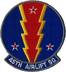 45th Airlift Squadron
White lettering, cut edge.

