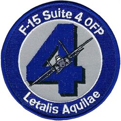 46th Test Wing F-15 Suite 4 Operational Flight Program
Radar software upgrade and also integrates the Joint Helmet Mounted Cueing System to fully exploit AIM-9X capability. Letalis Aquilas = Mortal Eagle.
