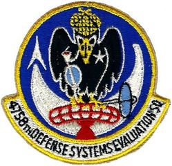 4758th Defense Systems Evaluation Squadron
Flew F-100 and B-57 aircraft.
