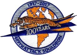 489th Attack Squadron 100th Anniversary
Organized as the 77 Aero Squadron (Construction) on 13 Aug 1917.  Redesignated as 489 Aero Squadron (Construction) on 1 Feb 1918.  Demobilized on 6 Mar 1919.  Reconstituted and consolidated (1932) with 489 Bombardment Squadron, which was constituted and allotted to the Reserve on 31 Mar 1924.  Disbanded on 31 May 1942.  Consolidated (1958) with 489 Bombardment Squadron (Medium) which was constituted on 10 Aug 1942.  Activated on 20 Aug 1942.  Inactivated on 7 Nov 1945.  Redesignated as 489 Bombardment Squadron, Light on 24 Oct 1947.  Activated in the Reserve on 10 Nov 1947.  Inactivated on 27 Jun 1949.  Redesignated as 489 Bombardment Squadron, Medium on 11 Aug 1958.  Activated on 1 Oct 1958.  Discontinued and inactivated on 1 Jan 1962.  Redesignated as 489 Reconnaissance Squadron on 14 Jun 2011.  Activated on 26 Aug 2011.  Inactivated on 1 May 2015.  Redesignated as 489 Attack Squadron on 1 Dec 2016.  Activated on 2 Dec 2016.
