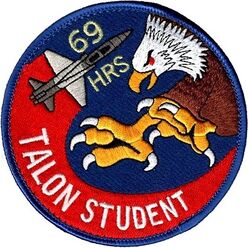 50th Flying Training Squadron T-38 Student Pilot 69 Hours
In the 37-week long B-Course, students log on average 69 hours of flying time over 59 sorties in addition to roughly 245-hours of academic training and 69-hours of flight simulator training. Hence the 69 Hours patch.
