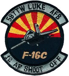 58th Tactical Training Wing 12th Air Force Shoot Off F-16
Used during competition to represent 12 AF in Gunsmoke. Year unknown. Korean made.

