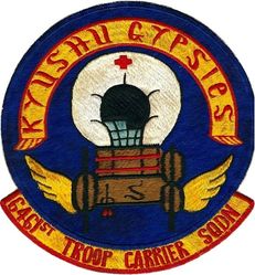 6461st Troop Carrier Squadron, Medium 
Attached to 403rd Troop Carrier Wing, (Medium), 1-31 Dec 1952 operating C-47; attached to 483rd Troop Carrier Wing, (Medium), 1 Jan 1953 – 24 Jun 1955 operating C-119. Backpatch size, Japan made.
