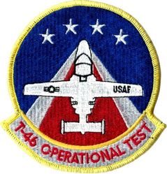 6512th Test Squadron T-46A Operational Test 
The Fairchild T-46 was an American light jet trainer aircraft of the 1980s made to replace the T-37. It was cancelled in 1986 with only three aircraft being produced.
