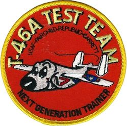 6512th Test Squadron T-46A Combined Test Force
The Fairchild T-46 was an American light jet trainer aircraft of the 1980s made to replace the T-37. It was cancelled in 1986 with only three aircraft being produced.
