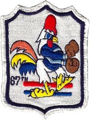 67th Tactical Fighter Squadron
Border is actually dark blue. Size is between the large chest patch and the later shoulder version. 1960s Japan made.
