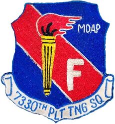 7330th Pilot Training Squadron F Flight
Mutual Defense Aid Pact training for jet pilots from NATO countries early to mid 1950s. Chenille patch.
