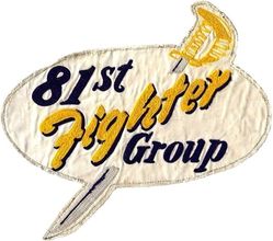 81st Fighter-Interceptor Group Gunnery Meet 1950
Flew F-86A Sabre. The 4th and 33d Groups used this design at the meet as well, so maybe supplied by North American Aircraft. Note sabre in the patch. Chain stitched back patch.
