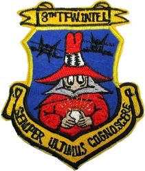 8th Tactical Fighter Wing Intelligence Section
Semper Ultimus Cognoscere = Always the Last to Know. On felt, Korean made.
