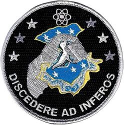 Air Force Global Strike Command Morale
Discedere ad inferos is Latin for "to depart to the underworld" or "to descend to the dead". 
