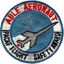 Pacific Air Forces Able Aeronaut Flight Safety Award
Silver metallic thread on aircraft and stars. Japan made.
