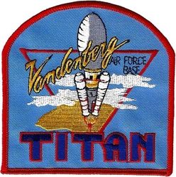 Vandenberg Air Force Base, California
With the two solid rocket motor strap-ons, it's probably either a Titan III or Titan 34D spacelift vehicle. Most spacelift patches were/are commercially produced civilian products, not military.
