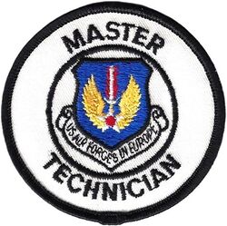 United States Air Forces in Europe Master Technician
As awarded to me in 1987, worn on blue fatigue uniform. Old US made.
