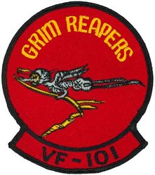 Fighter Squadron 101 (VF-101)
Established as Fighter Squadron ONE HUNDRED ONE (VF-101) “Grim Reapers” on 1 May 1952. VF-101 merged with the Fleet All Weather Training Unit Atlantic (FAWTUALT) in Apr 1958. Disestablished on 30 Sep 2005. Reactivated as Strike Fighter Squadron ONE HUNDRED ONE (VFA-101) on 1 May 2012-.

Vought FG-1D Corsair FG-1D
McDonnell F2H-2 Banshee, 1952-1956
Douglas F4D-1 Skyray, 1956-1962
Douglas F3D-2 Skyknight, 1958-1962
McDonnell F-3B Demon, 1958-1962
McDonnell Douglas F-4B Phantom II, 1962-1977
Grumman F-14A/B Tomcat, 1976-2005

Deployments. 
27 Dec 1954-14 Jul 1955 USS Midway (CVA-41) CVG-1, F2H-2, Mediterranean
6 Jul 1971-16 Dec 1971 USS America (CVA-66) CVW-8, Det. 66, F-4J, Mediterranean

