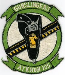 Attack Squadron 105 (VA-105) (2nd)
Established as Attack Squadron ONE HUNDRED FIVE (VA-105) (2nd) on 1 Nov 1967. Redesignated Strike Fighter Squadron ONE HUNDRED FIVE (VFA-105) on 17 Dec 1990-. 

Insignia approved on 20 Sep 1968.

Vought A-7A/E Corsair II, 4 Mar 1968.
McDonnell Douglas F/A-18A/C Hornet, 27 Dec 1990.

