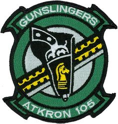 Attack Squadron 105 (VA-105) (2nd)
Established as Attack Squadron ONE HUNDRED FIVE (VA-105) (2nd) on 1 Nov 1967. Redesignated Strike Fighter Squadron ONE HUNDRED FIVE (VFA-105) on 17 Dec 1990-. 

Insignia approved on 20 Sep 1968.

Vought A-7A/E Corsair II, 4 Mar 1968.
McDonnell Douglas F/A-18A/C Hornet, 27 Dec 1990.


