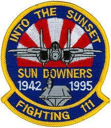 Fighter Squadron 111 (VF-111) Deactivation
VF-111 "Sundowners"
1995
Established as VA-156 on 4 Jun 1956; VF-111 20 Jan 1959-30 Sep 1995. The day after the disestablishment of the first VF-111, VA-156 assumed VF-111's designation.
Grumman F-14A Tomcat

