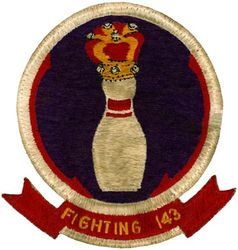 Fighter Squadron 143 (VF-143)
VF-143 "Kingpins" (First VF-143)
1955-1958
Established as VF-821 and called to active duty on 20 Jul 1950. Redesignated VF-143 (1st) on 4 Feb 1953-1 April 1958. 
Vought F4U-4 Corsair
Grumman F9F-2 Panther
Grumman F9F-6 Cougar
North American FJ-3 Fury
Vought F-8A Crusader
