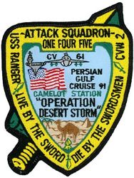 Attack Squadron 145 (VA-145) Operation DESERT STORM
VA-145 "Swordsmen"
1991
Grumman KA-6D; A-6E Intruder
