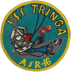 ASR-16 USS Tringa 
Namesake. The Tringa is a genus of sandpiper birds including the solitary sandpipers and sometimes the tattlers
Builder. Savannah Machine & Foundry Co.
Laid down. 12 Jul 1945
Launched. 25 Jun 1946
Commissioned. 28 Jan 1947
Decommissioned. 30 Sep 1977
Stricken. 30 Sep 1977
Class and type. Chanticleer-class submarine rescue ship
Displacement. 1,780 long tons (1,809 t)
Length. 251 ft 4 in (76.61 m)
Beam. 42 ft (13 m)
Draft. 14 ft 3 in (4.34 m)
Speed. 16 knots (18 mph; 30 km/h)
Complement. 102
Armament. 2 × 3"/50 caliber guns

